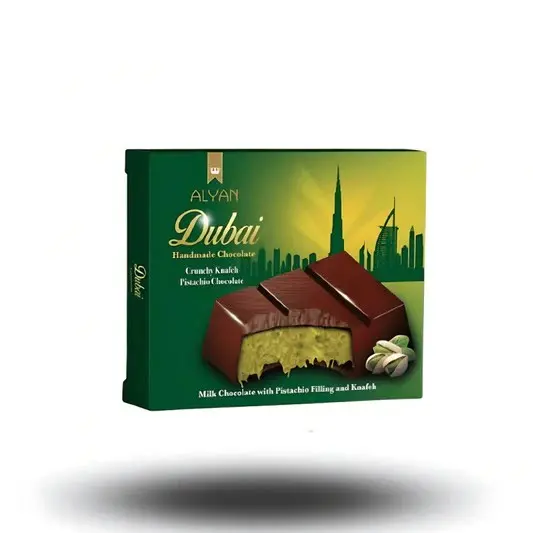 Alyan Dubai Pisztácia Csokoládé – Luxus ízvilág egy tábla csokoládéban 100g
