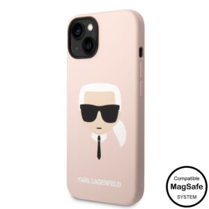 Apple iPhone 14 KARL LAGERFELD KLHMP14SSLKHLP Liquid Silicon MagSafe Hátlap - Rózsaszín