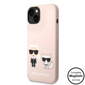 Apple iPhone 14 Plus KARL LAGERFELD KLHMP14MSSKCI Liquid Silicon MagSafe Hátlap - Rózsaszín
