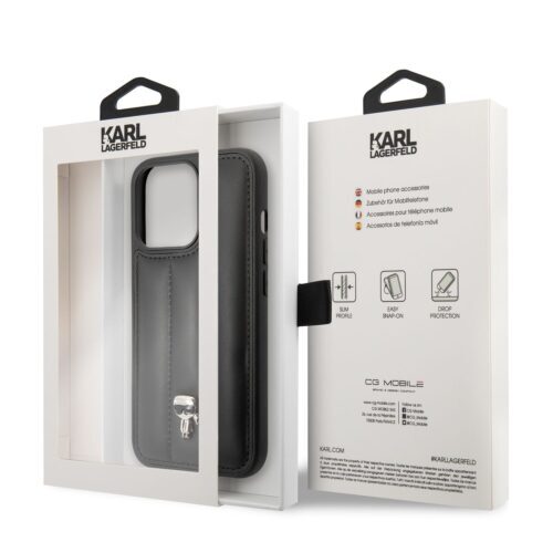 Apple iPhone 14 Pro KARL LAGERFELD KLHCP14LPSQPK Hátlap - Fekete - Image 2