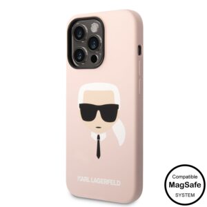 Apple iPhone 14 Pro Max KARL LAGERFELD KLHMP14XSLKHLP Liquid Silicon MagSafe Hátlap - Rózsaszín