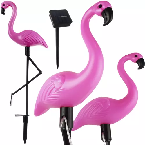 Kerti szolár lámpa flamingó figurával - napelemes kültéri