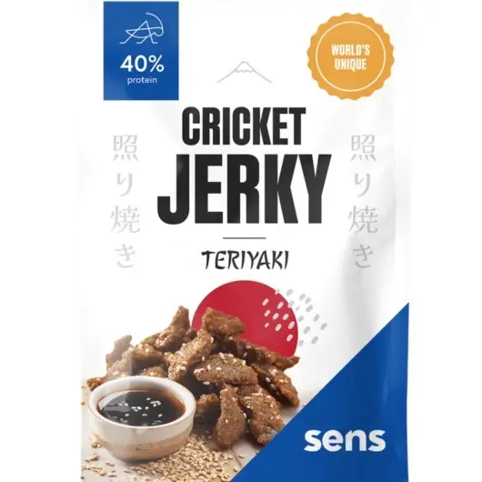 Sens Cricket Jerky Teriyaki – finom és tápláló teriyaki ízű rovar fehérje snack (45g)