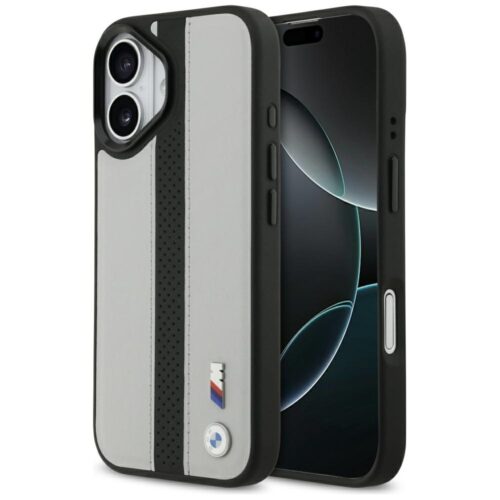 BMW M perforált csíkos logóval ellátott tok MagSafe iPhone 17 szürke