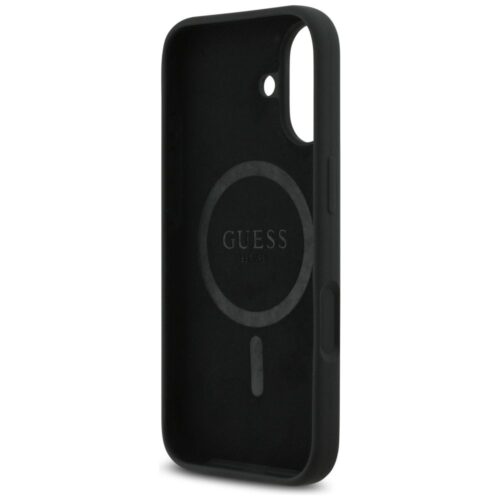GUESS tok IPHONE 17 kompatibilis MagSafe GUHMP17SSCTRLMK (szilikon W / háromszög logó) fekete