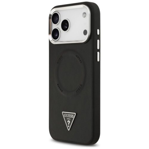 GUESS tok az IPHONE 17 Pro Max-hoz kompatibilis a MagSafe GUHMP17XPSDTSCMK (PU W/ háromszög logóval) fekete