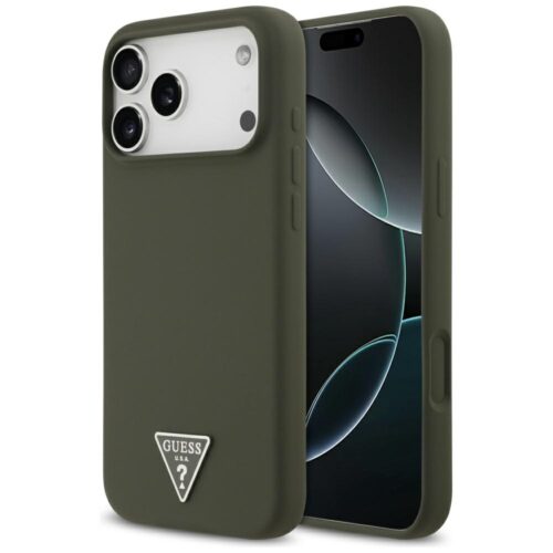 Guess tok szilikon háromszög logó MagSafe iPhone 17 Pro Max készülékhez khaki színben