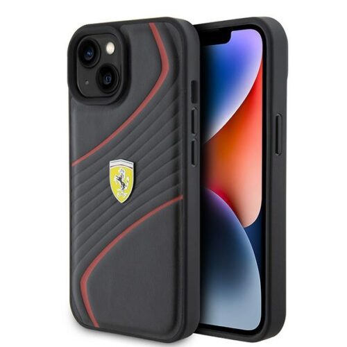 Ferrari FEHCP15SPTWK iPhone 15 6.1" fekete keménytok Twist fém logóval